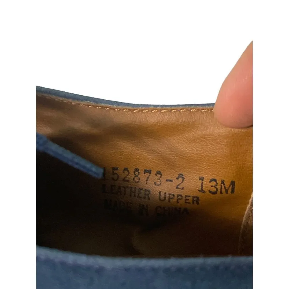 Stylish Blue Suede Oxford Shoes Casual Comfort Lace-up Flats‎ size 13 S-50